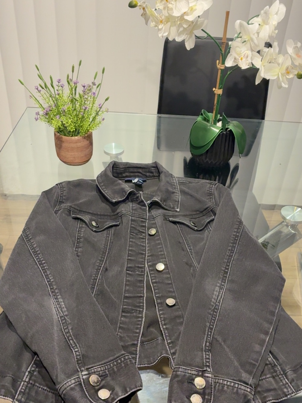 Charter Club Black Washed Denim Jacket